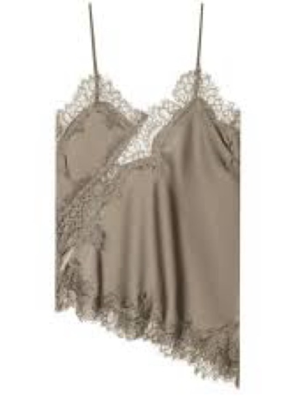 Zara Satin Lace-Trim Camisole in Taupe
